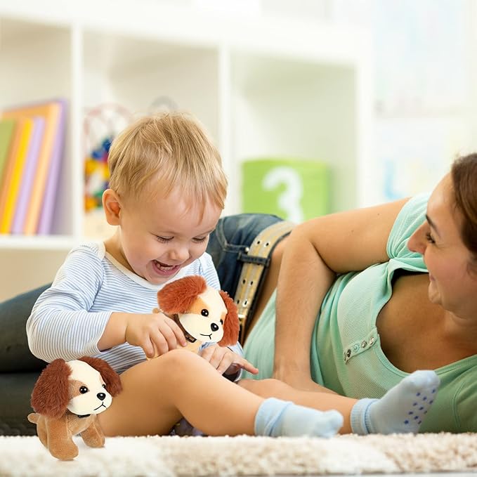 Sumind 9 Pcs 4" 5" Mini Plush Stuffed Dog Party Favor Small Puppy Stuffed Animal Bulk Soft Toy Doll Cute for Kids Gift Graduation Stocking Stuffers Baby Shower Birthday(Plush Dog)