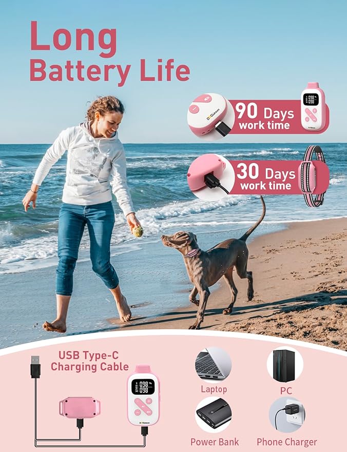 No Shock Dog Training Collar, Beep and Vibrating Dog Collar with Remote 2800Ft, Vibration Collar for Small Medium Large Dogs - No Prongs