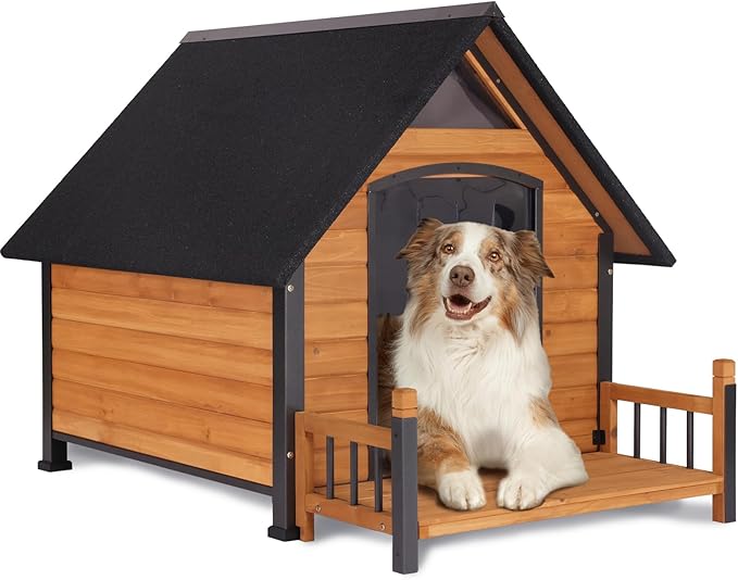 AIVITUVIN Outdoor Dog House with Anti-Chewing Durable Metal Frame Dog Kennel for Large Breed Dog Shelter Weatherproof (Brown 50.9" D x 37.4" W x 37.2" H