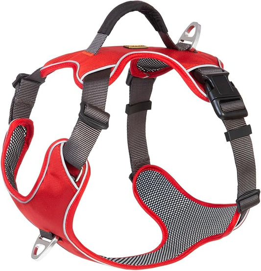 No Pull Dog Harness with Back Control Handle Medium Sized, Reflective Vest, Adjustable and Padded, Easy Walker Front/Back Clips (Red, Medium)
