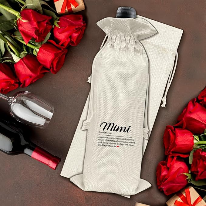 Mimi Gifts Wine Bag Mimi Gifts for Grandma Birthday Mother's Day Mimi Definition Wine Gift Bag