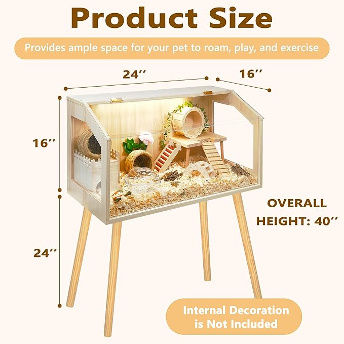 Prolee Hamster Cage with Legs, Guinea Pig Cages Chew Proof, Hamster House, Hamster Cages and Habitats, 24" L x 16" W x 40" H