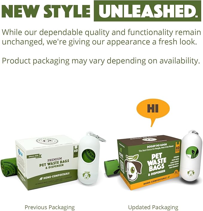 Doggy Do Good Poop Bags for Dogs (60 Ct), Easy Open Dog Poop Bags Rolls, Certified Home Compostable