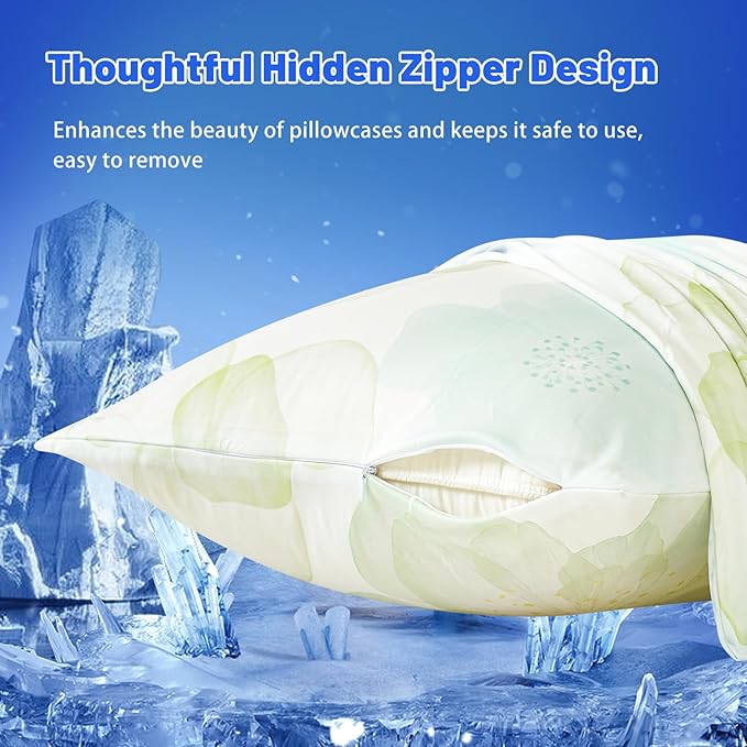 Cooling Pillow Cases for Hot Sleepers - Double Side Arc-Chill Q-Max>0.5 Cooling Fiber Cool Pillow Cases 2 Pack - Breathable Soft Cold Pillow Cases with Hidden Zipper (20" x 26")