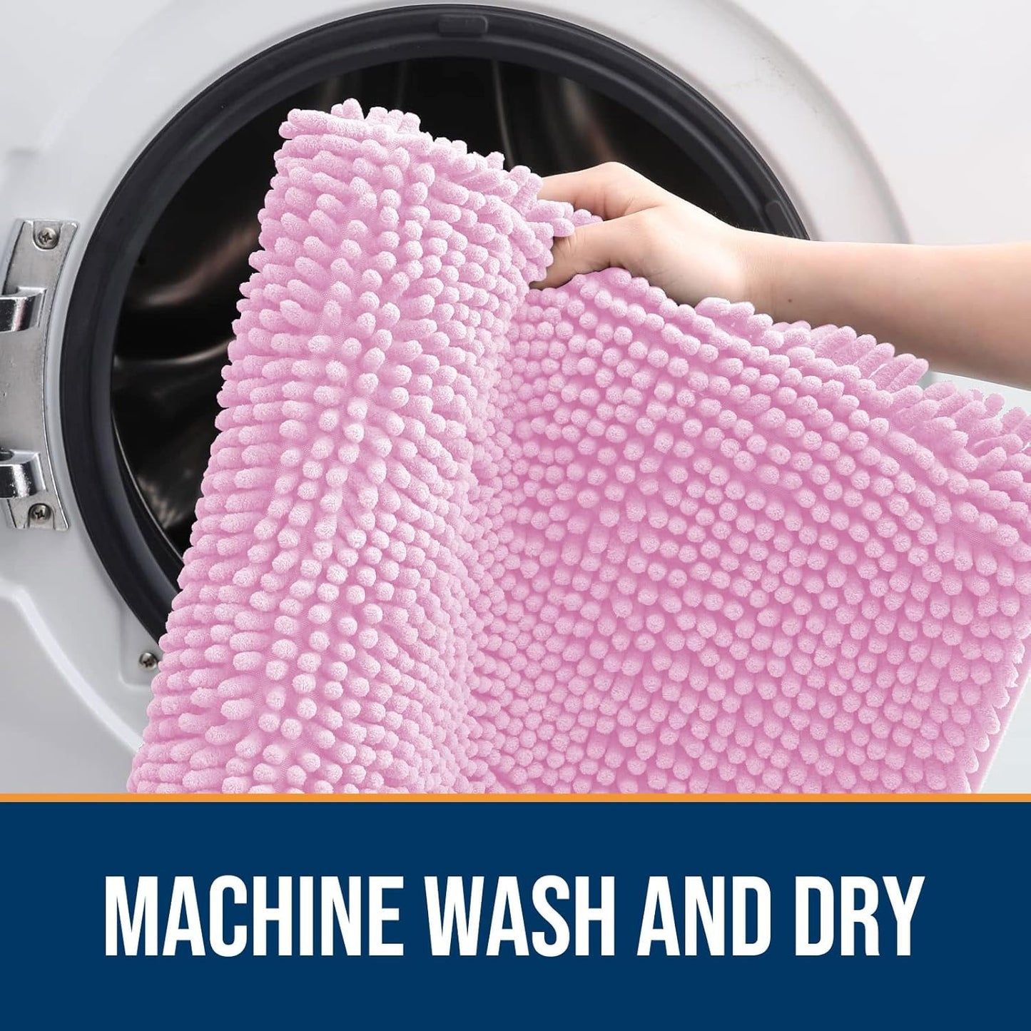 OLANLY Dog Door Mat for Muddy Paws 47x24, Absorbs Moisture and Dirt, Absorbent Non-Slip Washable Doormat, Quick Dry Chenille Mud Mat for Dogs, Entry Indoor Entryway Carpet for Inside Floor, Pink