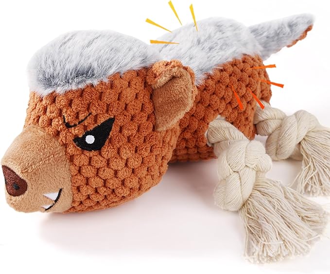 Dog Toys - Squeaky Interactive Plush Dog Toy with Rope, Chew Toy for Large Dogs, Small Dogs & Puppies - Tug of War Dog Toy for Aggressive Chewers, Pet Toys for Dogs