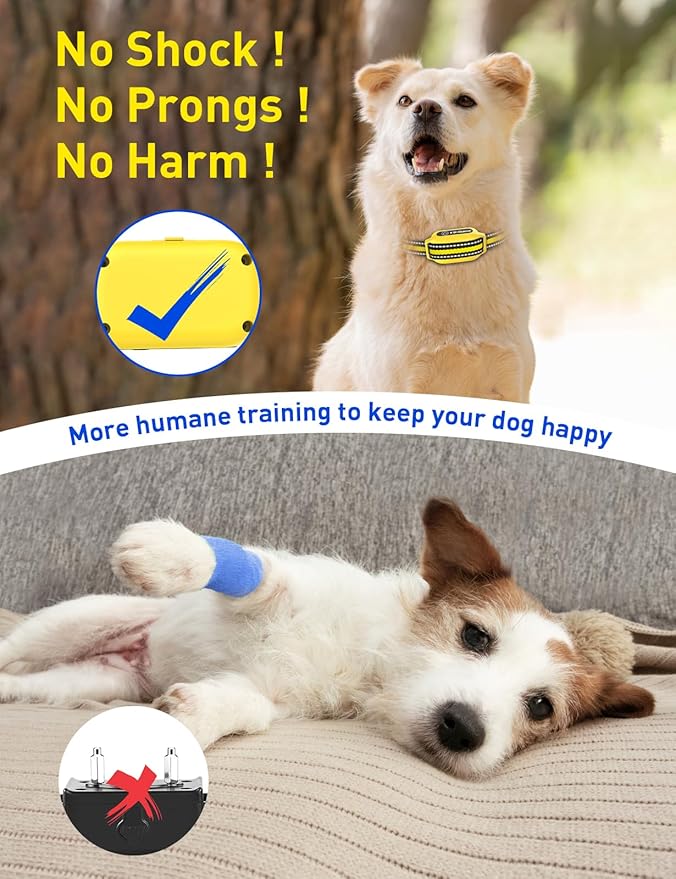 No Shock Dog Training Collar, Vibrating Dog Collar with Remote 2800Ft, Vibration Collar for Puppy Small Medium Large Dogs - No Prongs (Yellow)