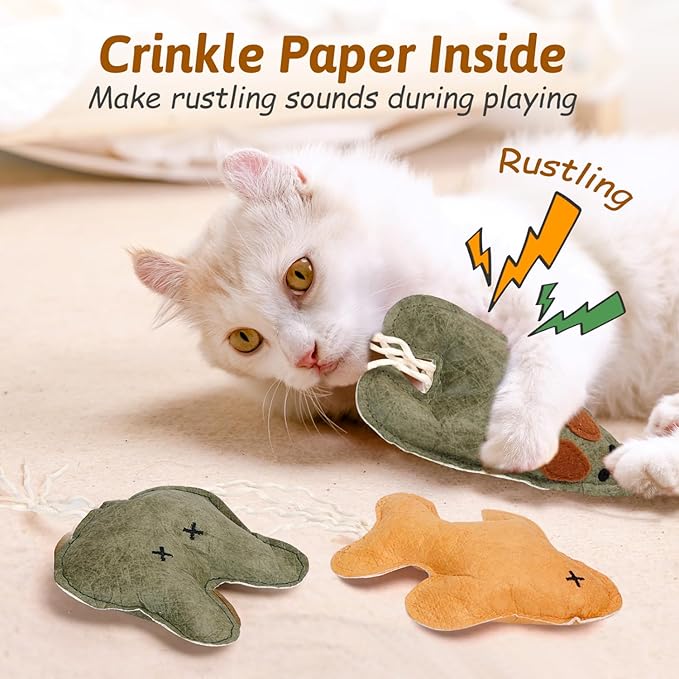 Nobleza Catnip Toys for Indoor Cats, 6 Pack Cute Teething Chew Kitten Toys, Interactive Plush Bite Resistant Cat Toys with Crinkle Paper and Natural Catnip, Fish Mouse Kitty Shapes Toy for Bored Cats