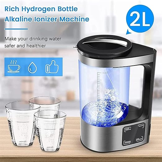 Hydrogen Water Bottle, Hydrogen Water Bottle Generator with SPE and PEM Technology, 2L Large Capacity Hydrogen Water Pitcher Maker Machine, Make Hydrogen Content up to 1800 PPB