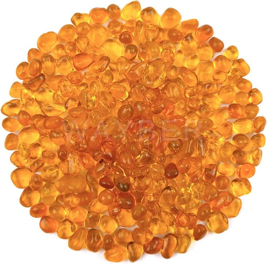 WAYBER Glass Stones, 1Lb/460g Irregular Sea Glass Pebbles Non-Toxic Artificial Crystal Stones for Vase Filler/Aquarium Decoration/Gems Displaying/Wishing Bottle Making, Orange
