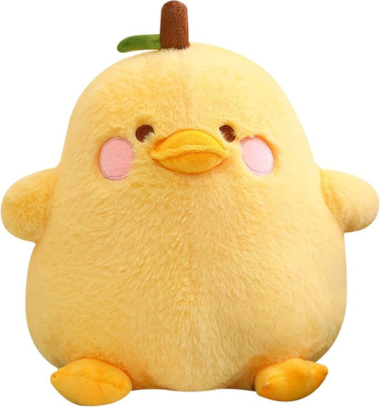 PEACH CAT Cute Fruit Pear Duck Plush Pillow Duck Stuffed Animal Toy for Kids Yellow 8"