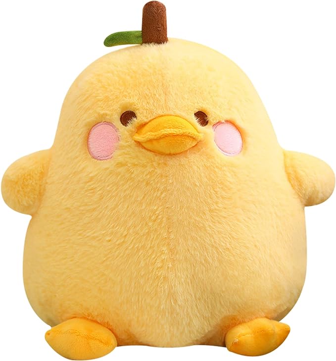 PEACH CAT Cute Pear Duck Plush Pillow Fruit Stuffed Animal Toy for Kids Yellow 12"