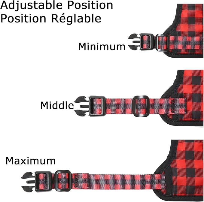 HEELE Dog Harness, No Pull Adjustable Padded Reflective Harness for Small Medium Large Dogs with Handle for Walking Training, Checkered-Red, M