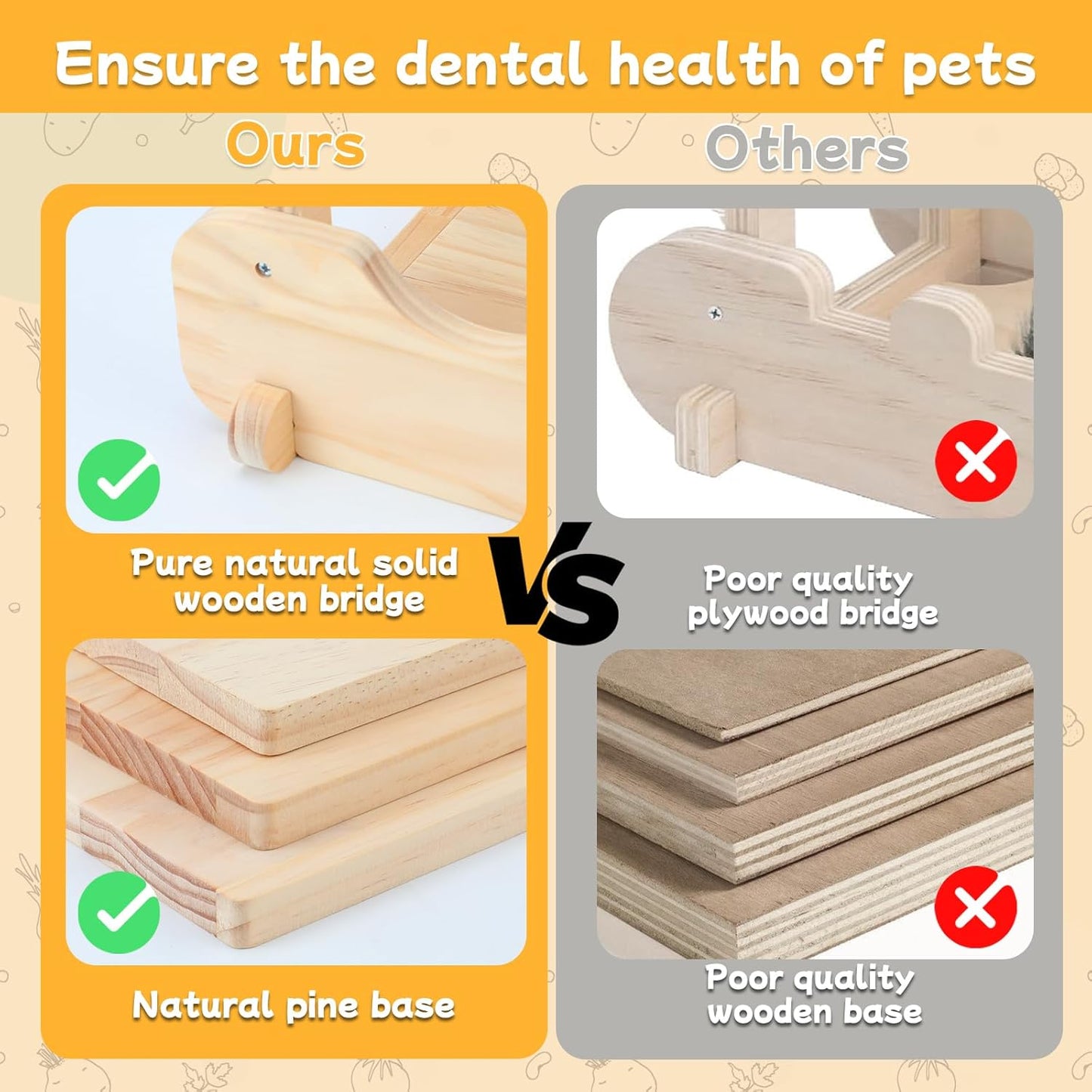 BWOGUE Chinchilla Suspension Bridge, Hanging Large Small Animal Wooden Bridge and Platform, Chinchilla Ledges and Platforms Set for Sugar Gliders, Squirrels, Chinchillas Habitat Toy