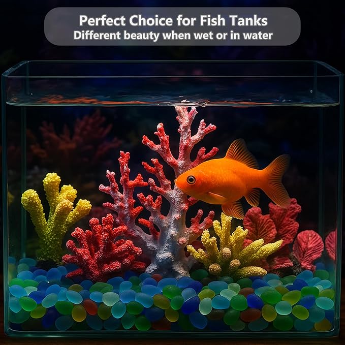 Sea Glass Stones - 2.9LB/46.4oz Yellow Frosted Glass Pebbles Gemstones - Perfect for Aquarium Rocks, Fish Tank Gravel, Vase Fillers, Seaglass DIY Crafts, and Home Decor