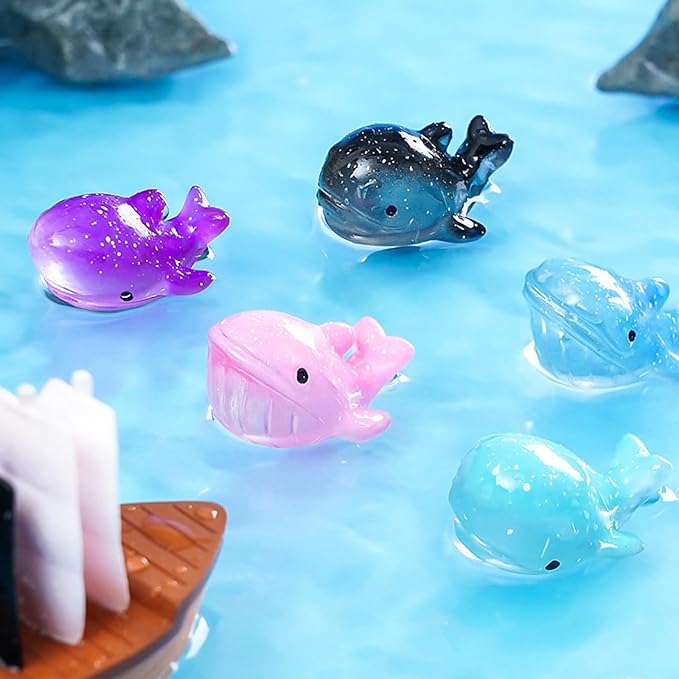 Mini Whale Sharks 100 Pack Tiny Sea Resin Animals Figurines Ocean Creatures Tiny Shark Figurines for Aquarium (Mini Sharks and Whales)