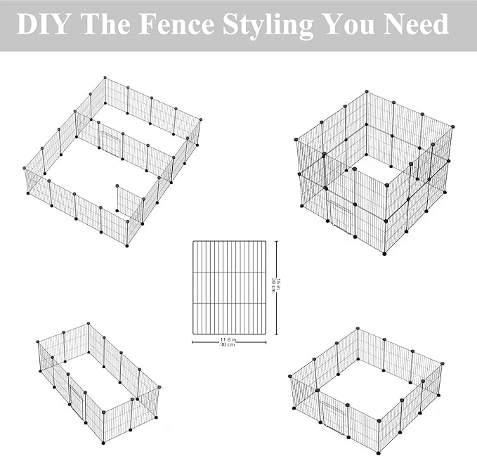 Small Animal Playpen, Guinea Pig Cages, Pet Playpen, Rabbit Cage,Small Animal Cage, Puppy Kitten Dog Playpen, Indoor Outdoor Portable Metal Wire Yard Fence,15 X 12 Inch, 28 Panels, Black