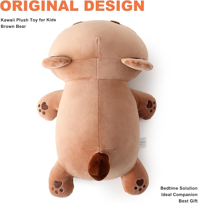 Onsoyours Cute Bear Plush Toy Stuffed Animal Bear Soft Anime Plush Pillow for Kids (Brown Bear, 12")