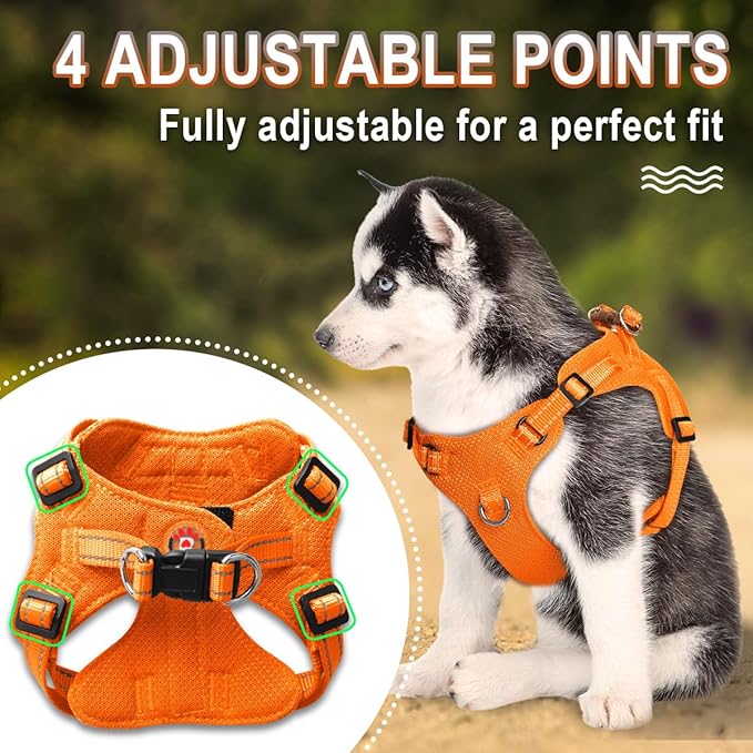 Dog Harness Step in Dog Vest Harness, Reflective Adjustable Puppy No Pull Harness Breathable Soft for Small and Medium Dogs Cats, Orange, XXS