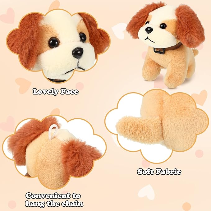 Sumind 9 Pcs 4" 5" Mini Plush Stuffed Dog Party Favor Small Puppy Stuffed Animal Bulk Soft Toy Doll Cute for Kids Gift Graduation Stocking Stuffers Baby Shower Birthday(Plush Dog)