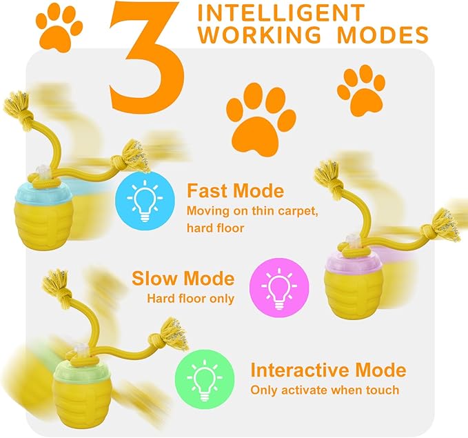 Interactive Dog Toys, [2025 Newly Upgraded] Interactive Dog Ball for Small Dogs, Automatic Moving Dogs Toy Wicked Ball for Boredom & Training, Play Music, USB Rechargeable(Yellow)