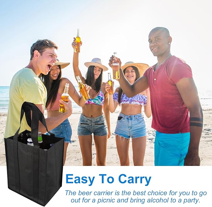 Wine Carrier Tote with 6 Compartments, Non-Woven Wine Travel Bags Wine Shopping Grocery Bag Portable Wine Bottle Gift Bag Carrier Wine Bottle Holder Bag with Carry Handle for Picnic Wine Lover