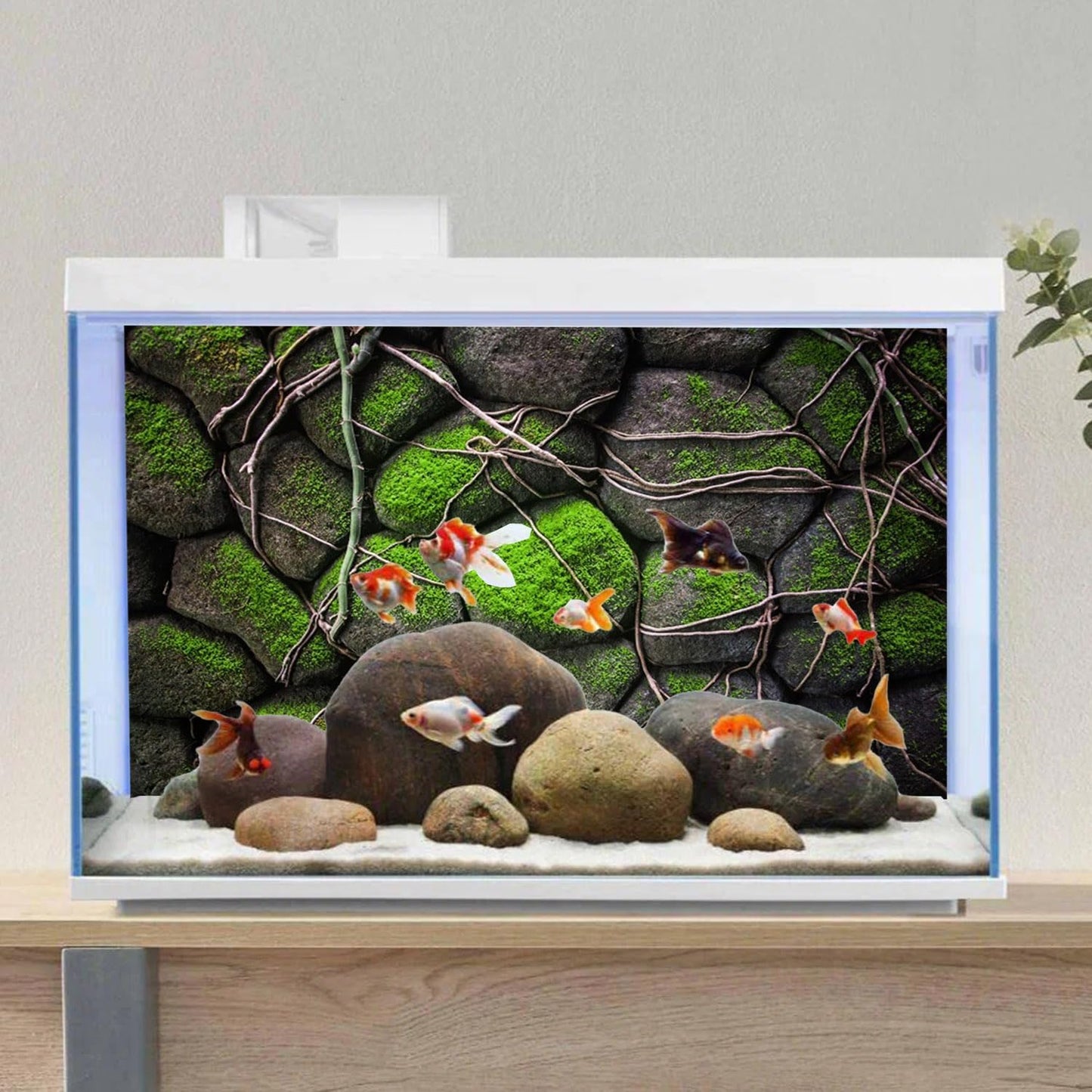 AWERT 30x18 inches Stone Aquarium Background Rock Fish Tank Background Rocky Terrarium Background Vinyl