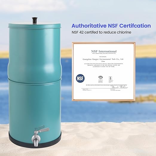 Amwater NSF/ANSI 42&372 Certification 2.25Gallon Stainless Steel Gravity-Fed Filter System,304 Stainless Steel Countertop System