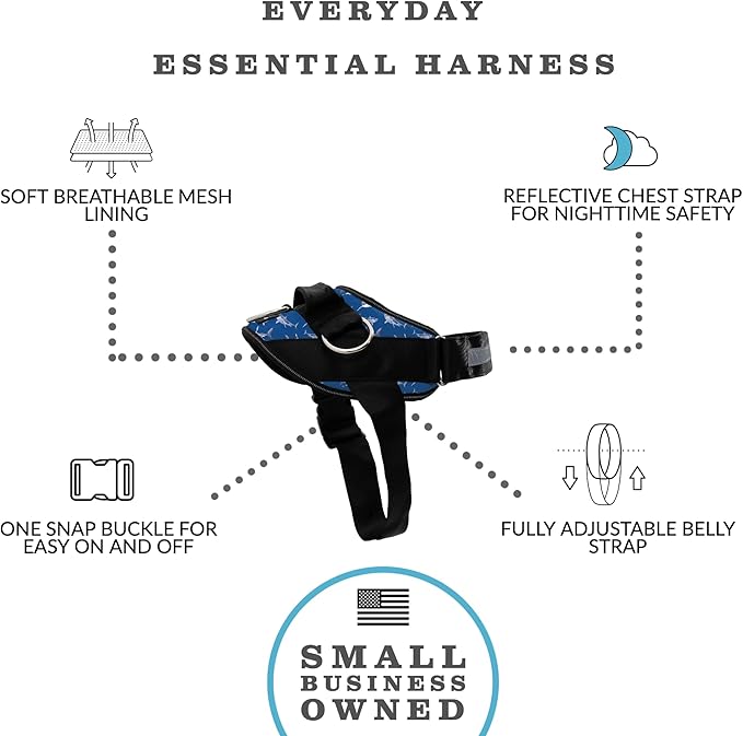 ShawnCo Essential Dog Harness, No-Pull Pet Vest with 3 Leash Clips, No Choke, Reflective, Adjustable and Padded, for Easy Walking and Training for Small, Medium and Large Dogs (White Sharks, XS)