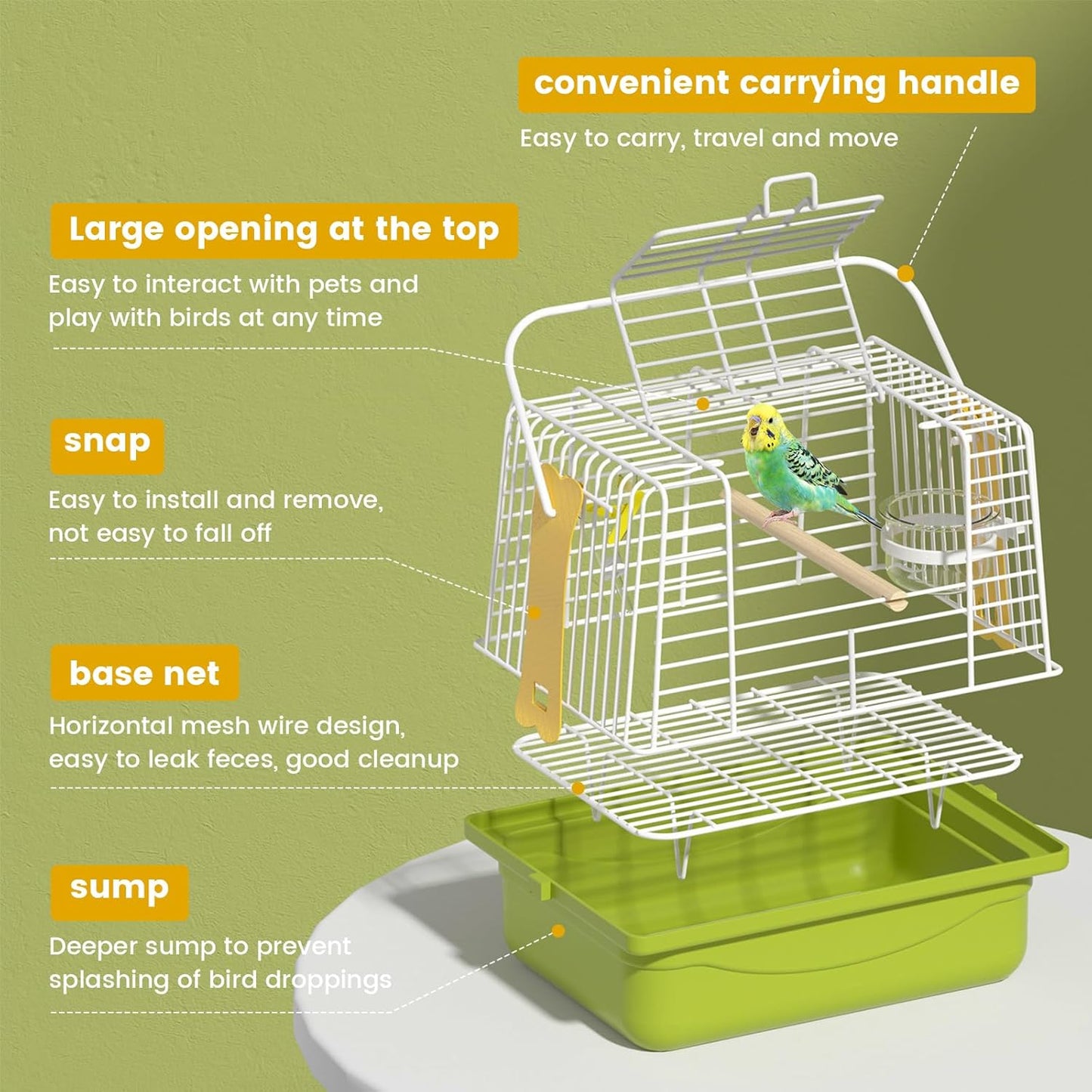 BAGHBPM Small Bird cage,Travel Cage for Birds and Small Animals, Parakeet cage,Bird Carrier Travel cage,Bird Travel cage, jaulas para pájaros,Green,(Size:S,M,L) (M)