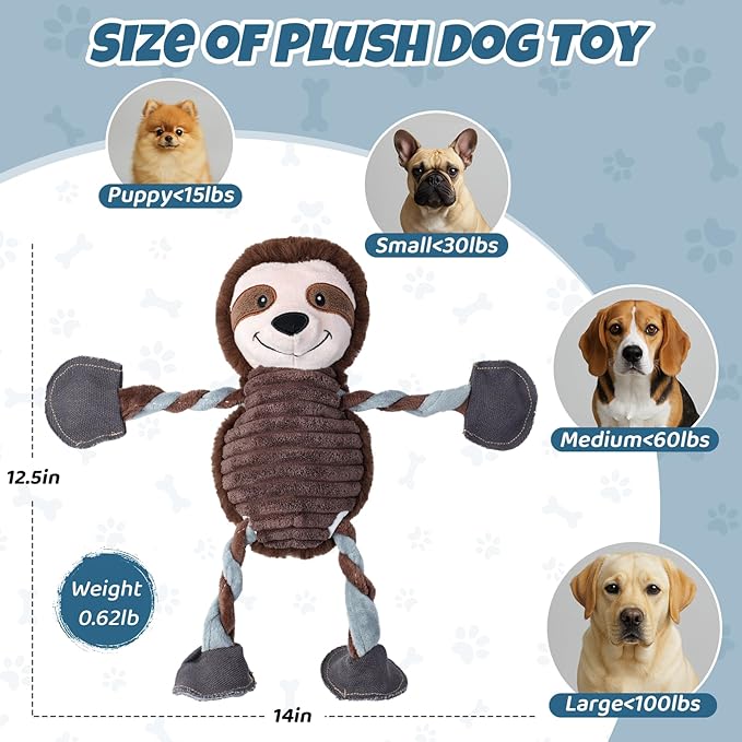 Squeaky Dog Toy for Small Medium Large Dogs – Plush Dog Chew Toy with 5 Squeakers, Interactive and Durable Pet Toy for Chewing and Playing