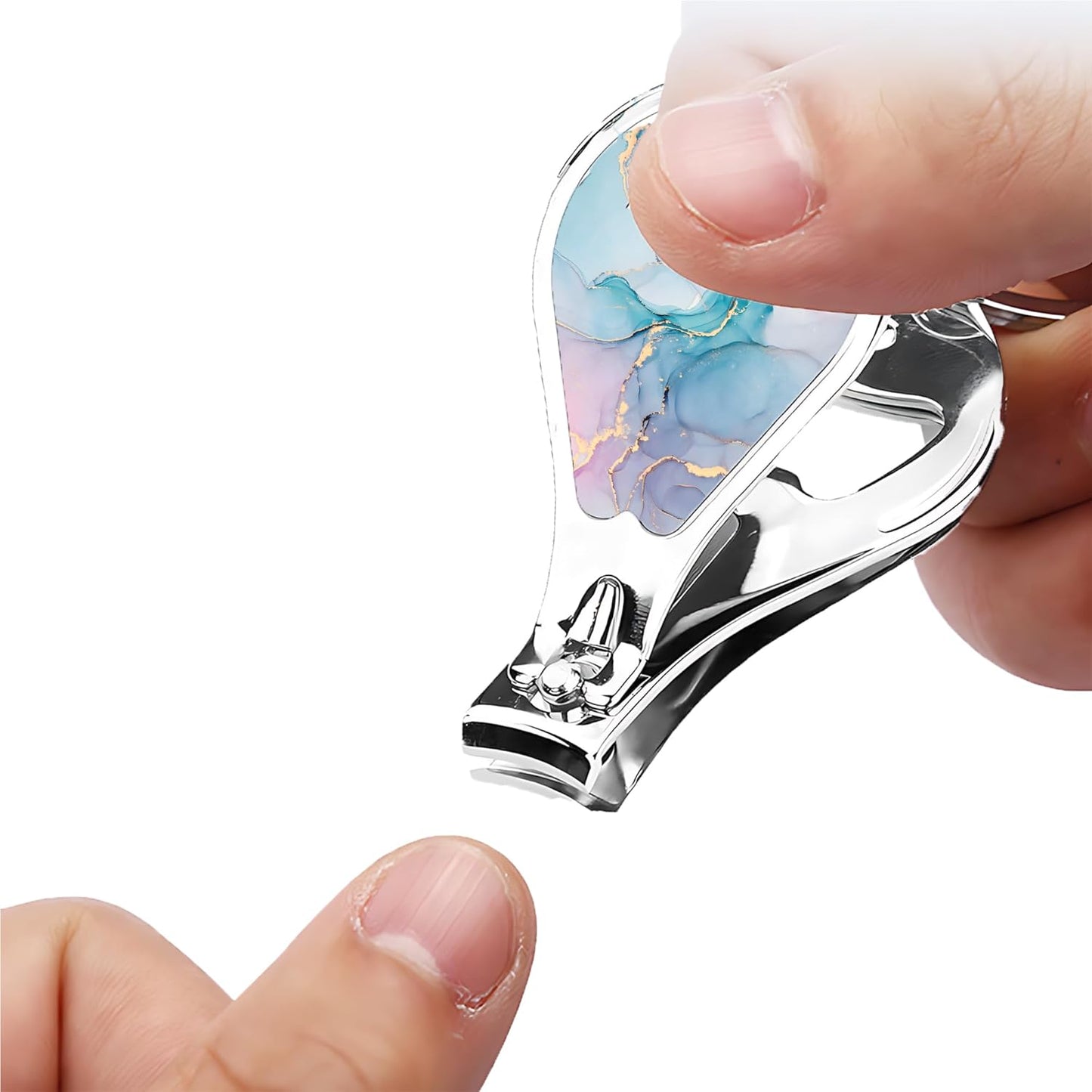 Nail Clippers with Key Chain Cute Stainless Steel Nail Cutter with File Professional Toenail Clipper for Men Multifunction Toenail Clipper 2 Pack Nique Cutter for Adult(Marble)