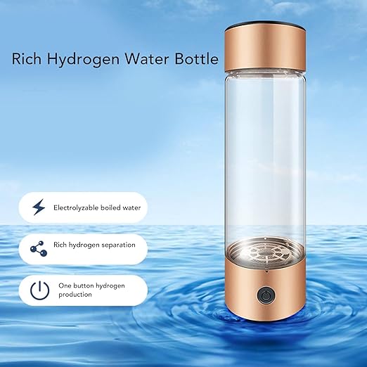 Hydrogen Water Bottle, 410ml Portable Hydrogen Water Bottle Generator, 3Min Quick Electrolysis, Water Ionizer Machine with Nasal Hose, for Daily Drink