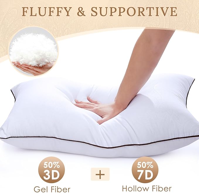 HUXMEYSON King Size Pillows Set of 4, Cooling and Down Alternative Bed Pillows Set of 4, Supportive Luxury Hotel Pillows for Sleeping，King Pillows Set of 4 for Side and Back Sleepers