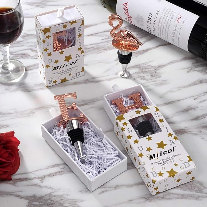 Miicol Wine Stopper, Prosecco Stopper, Wine Bottle Stopper, Personalised Champagne Stopper, Rose Gold Wine Accessories, Wine Lovers Gift, Monogram Gift, Letter E