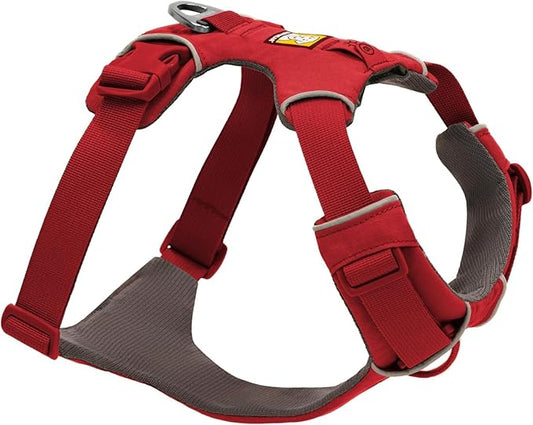 Ruffwear, Front Range Dog Harness, Reflective Soft Padded Everyday Harness with Dual Leash Clips, Adjustable and Lightweight Fit for Training or Walking for All Dogs, Red Canyon, X-Small