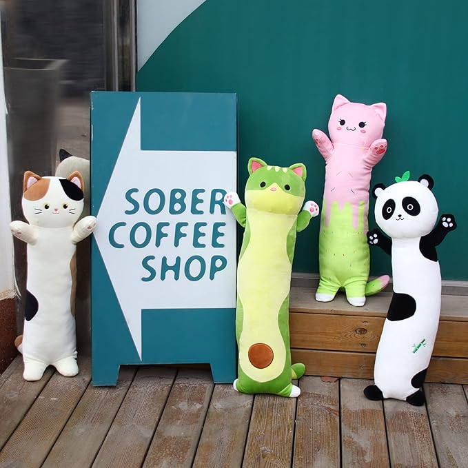 Long Cat Plush Boby Pillow, 24inch Cute Long Cat Avocado Plush Toy, Soft Kitten Boby Hugging Pillow Gifts for Kids, Boys and Girls