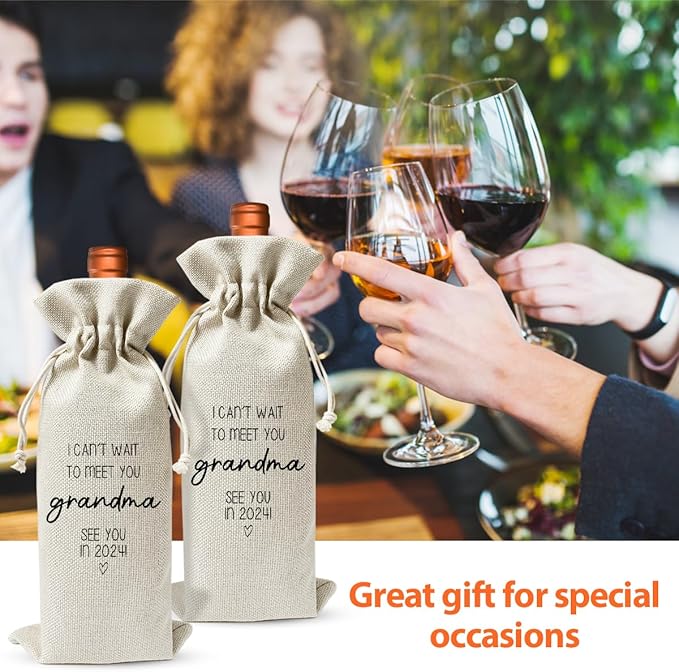 Promoted to New Grandma Gift Wine Bag 2024, Baby Announcement Gift for New Grandparent 2024, Religious Pregnancy Announcement, Baby Shower or Party Favor, Pregnancy Reveal or Keepsake