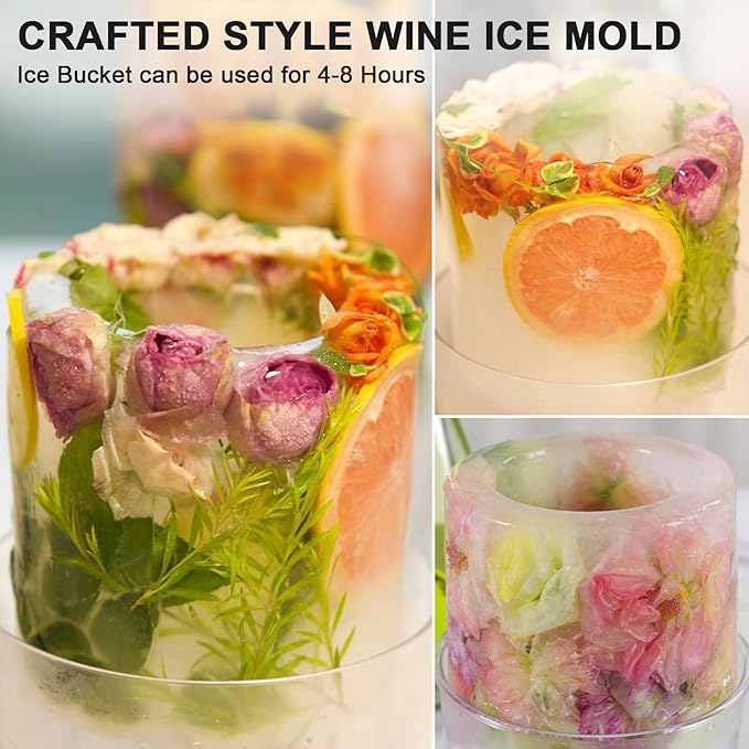 Ice Bucket Mold, DIY Acrylic Ice Mold Wine Bottle Chiller,DIY Ice Bucket Mold for Wine Champagne and Cocktails,Ideal Gift for Special Parties Weddings Mother's Day Thanksgiving and Christmas-White