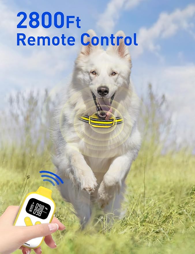 No Shock Dog Training Collar, Vibrating Dog Collar with Remote 2800Ft, Vibration Collar for Puppy Small Medium Large Dogs - No Prongs (Yellow)