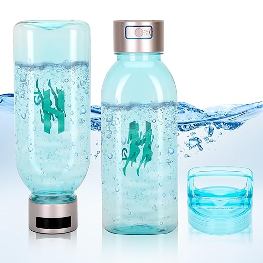 Hydrogen Water Bottle, 50OZ/1.5L Large Capacity Portable Hydrogen Water Bottle Generator 5-10 Minute Rapid Electrolysis 2500PPB, Hydrogen Water Ionizer Machine with SPE/PEM Technology (Golden)