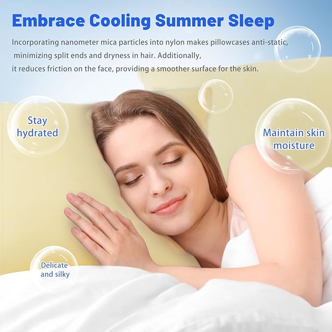 Cooling Pillow Cases for Hot Sleepers - Double Side Arc-Chill Q-Max>0.5 Cooling Fiber Cool Pillow Cases 2 Pack - Breathable Soft Cold Pillow Cases with Hidden Zipper (Cream, 20" x 26")