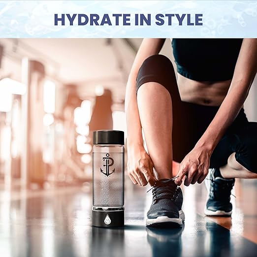 Hydrogen Water Bottle Generator | Durable SPE PEM Electrolysis Technology Hydrogen Water in 3 Min | Portable Water Quick Ionizer Machine for Home, Office, Travel, Exercise, Daily Use & Gifts (Black)