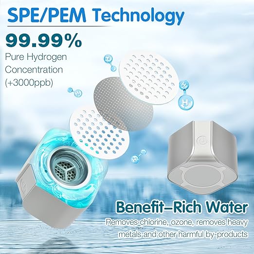 Hydrogen Water Bottle Generator with Gas Inhaler Molecular H2 Maker Machine SPE/PEM Technology Generates Real 3000ppb Pure Hydrogen Concentration Dupont Membrane Purification Vent (Silver)
