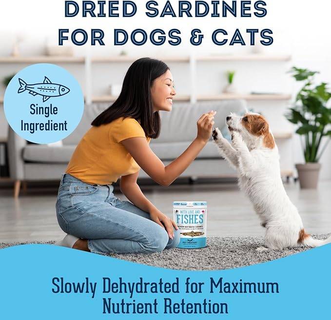 Sardines for Dogs & Sardines for Cats (3.17 oz, Pack of 1) - Dehydrated Single Ingredient Dog Treats - All Natural Dog Treats, Grain Free – Dog Training Treats