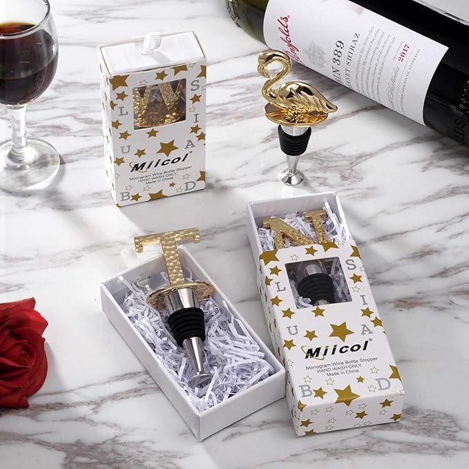 Miicol Wine Bottle Stopper, Prosecco Stopper, Gold Wine Stopper, Personalised Champagne Stopper, Initial Wine Stopper, Funny Prosecco Gift, Wine Lovers Gift, Kitchen Decor, Letter T