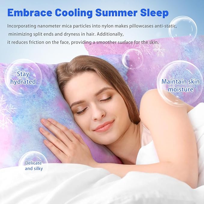 Cooling Pillow Cases for Hot Sleepers - Double Side Arc-Chill Q-Max>0.5 Cooling Fiber Cool Pillow Cases 2 Pack - Breathable Soft Cold Pillow Cases with Hidden Zipper (20" x 30")