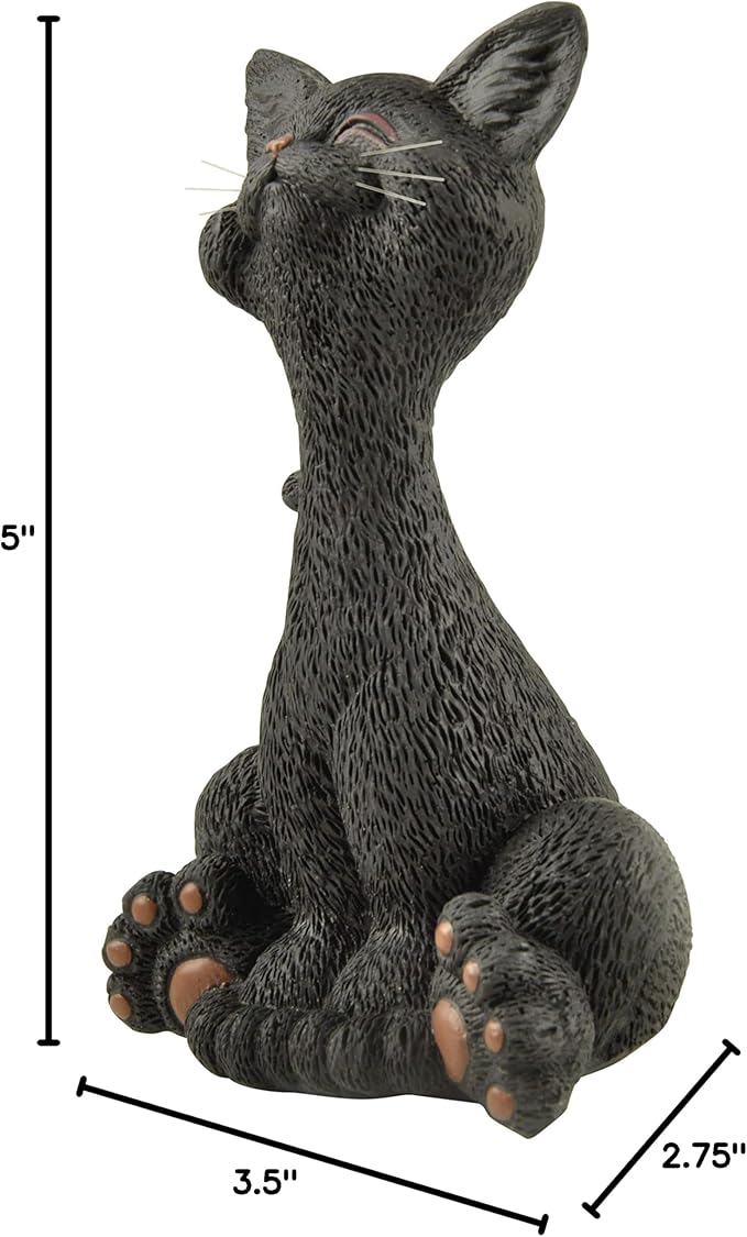 JFSM INC. Whimsical Black Cat Smiling Figurine Cat Home Office Decoration - Happy Cat Collection - Gifts for Cat Lovers, Cat Lover Gifts for Women, Cat Lover Gifts for Men