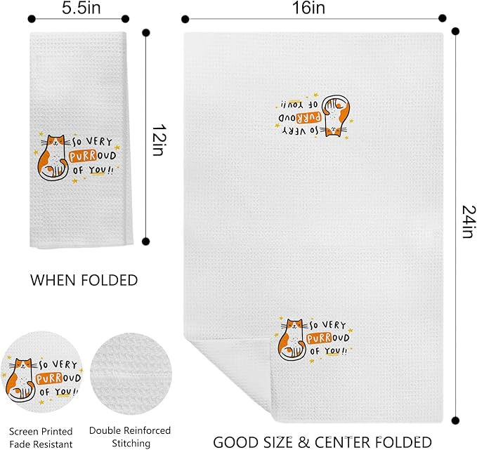 Cat Kitchen Towels, Cat Towels for Cat Lovers, Cat Mom Gifts, Cute Cat Gifts, Cat Gifts for Cat Lovers Women, Cat Lady Gifts, Cat Hand Towels, Cat Dish Towels Tea Towels for Kitchen, 16x24 Inch