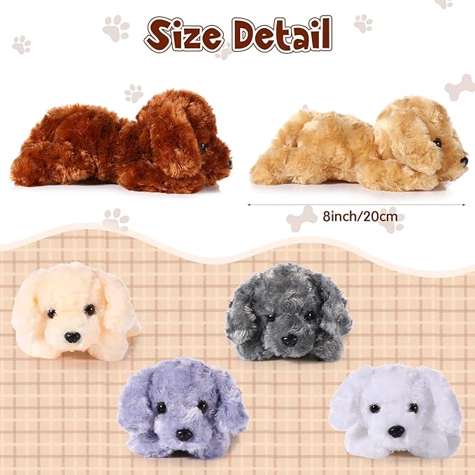 6 Pcs 8 Inch Stuffed Animal Plush Dog Puppy Soft Plush Pillow Toy Fluffy Puppy Set for Kids Girls Dog Theme Party Favor Birthday Baby Room Home Decor(Cute Style,Cute Color)
